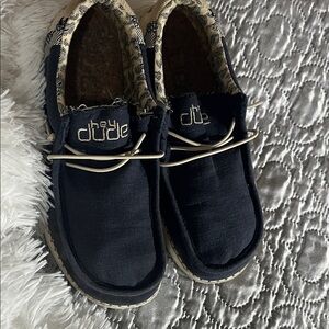 Hey Dude Navy and Beige Casual Loafers